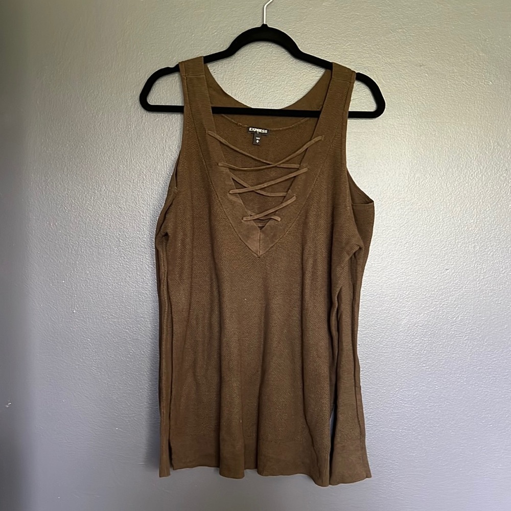 Express Olive Green Reversible Sweater - M